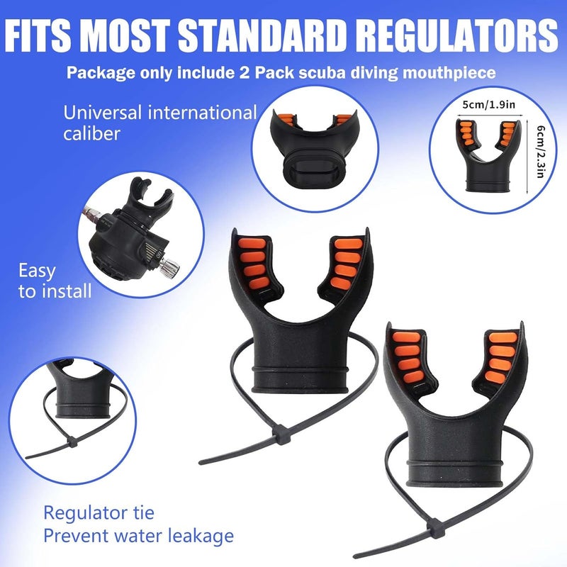 JUSTOOP Store Scuba Diving Mouthpiece, Silicone Snorkel Mouthpiece Regulator Replacement with Regulator Tie Fits Most Standard Regulators Scuba Diving Accessories, Orange/Black/Yellow/Green - Image 4